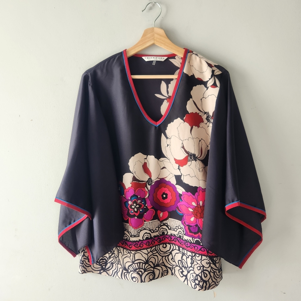 Trina Turk Agate Floral Pullover Blouse Small